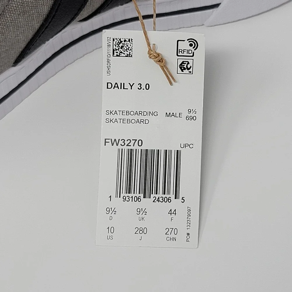 Adidas Daily 3.0 FW3270 Casual Shoes Men's Size 10 Skateboarding Dove Gray Black - Picture 8 of 8